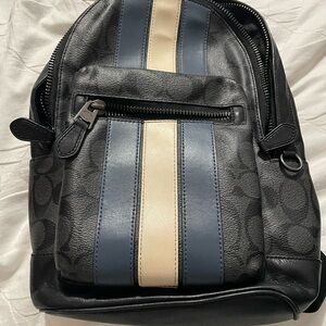 Coach Black and Blue Striped Backpack